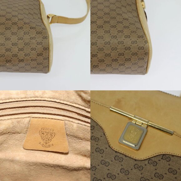 GUCCI Micro GG Supreme Shoulder Bag PVC Beige Gold Auth sw596 - Picture 14 of 15